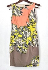 David Meister Sleeveless Knee Length Dress Size 2 Small Floral Lined