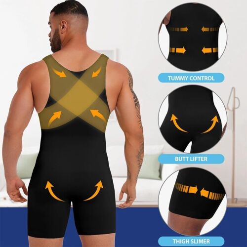 Mens Body Shaper Slimming Compression Bodysuit Tummy Control Fajas Para Hombres - Picture 6 of 16