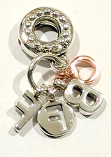 Authentic Pandora Charm,  ROSE Best Friends Forever Dangle, 788165NCC, Crystal