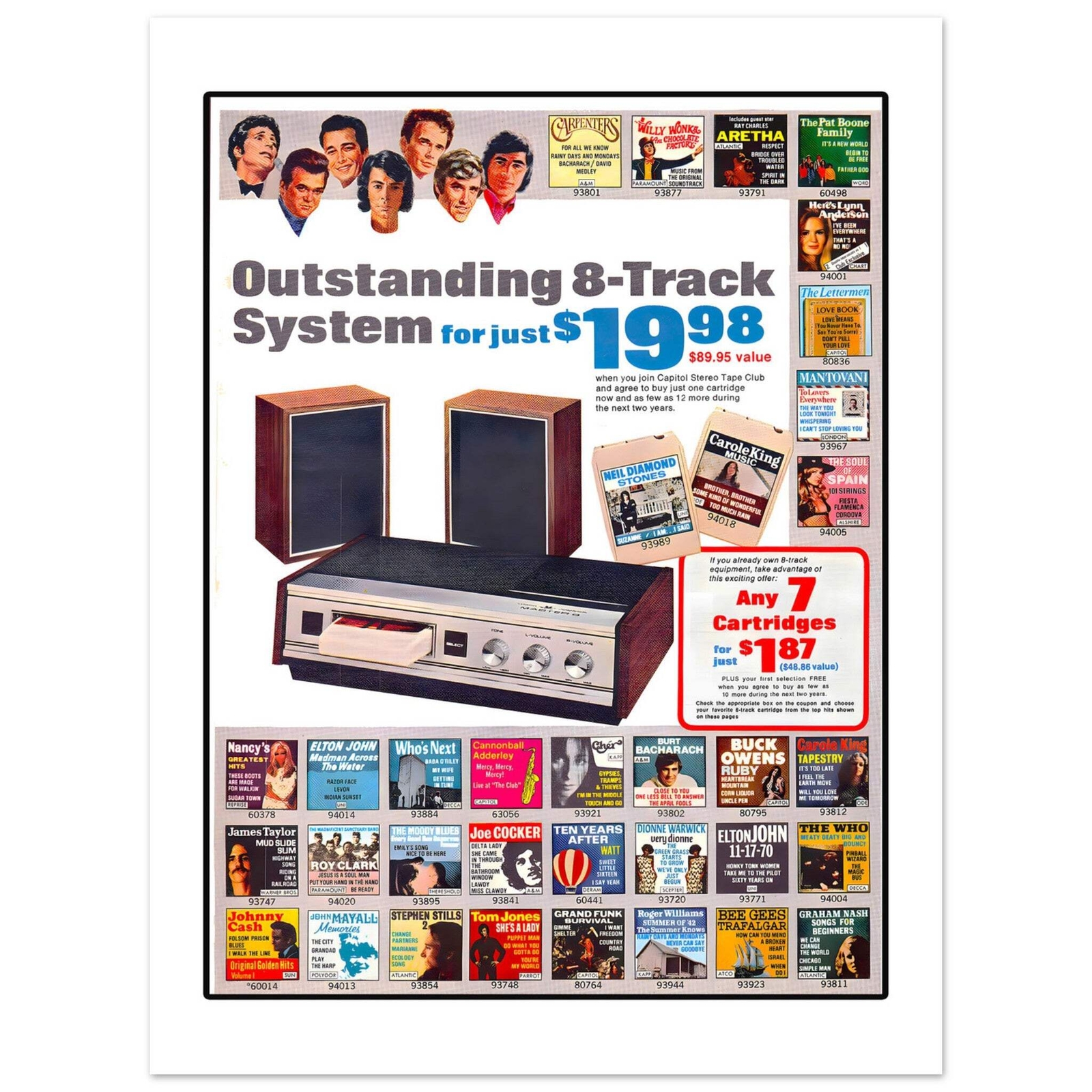 Capitol Stereo 8 Track Tape Club Retro Advertisement Art Print Poster