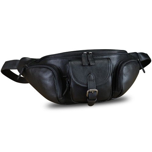 Genuine Leather Fanny Pack Waist Bag Real Leather Sling Bag Purse Crossbody Bag - Picture 4 of 13