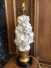 Vintage Detailed White Majolica Topiary Table...