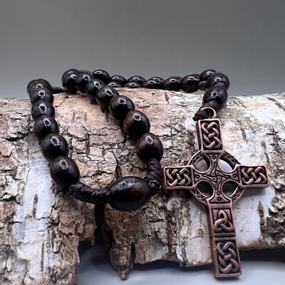 Handmade in Scotland Anglican Celtic Rosary Beads Maple Bronze protestant  gift UK