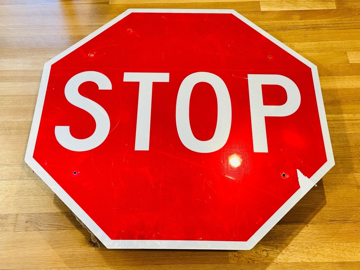 Old Vintage Highway Road Traffic Street STOP Sign 36x36 Authentic