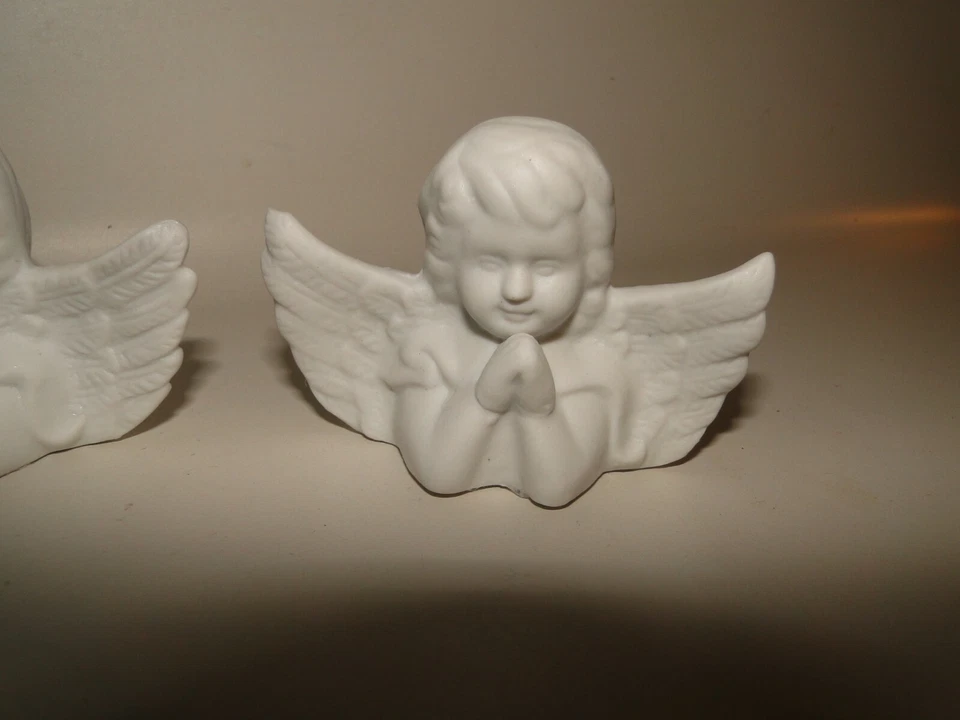 Juego de 3 querubines ángel de cerámica, blanco Foto 2 de 4