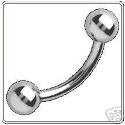 CURVED BARBELL CURVED BAR BANANABELL BANANA RING 16g x 8mm EYEBROW  PIERCING