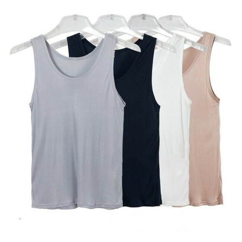 Men Silk Vest Tank Tops Under Shirts 