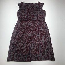 Ann Taylor Loft Dress Womens Size 4 Gray Maroon Knit Sheath Sleeveless Stretch