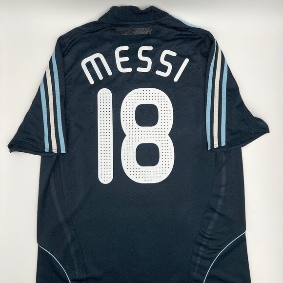 Messi #18 Argentina 2007/2008/2009 Away ORIGINAL Adidas Soccer Jersey L