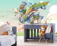3D Painted Swan Cartoon 46678NA Wallpaper Wall Murals Removable Wallpaper Fay