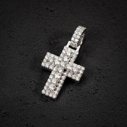 VVS Moissanite White Gold 925 Sterling Silver Pointer Cross Pendant - 第 3/6 張圖片