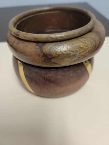 Vintage Chunky Thick Wooden Boho Bangle Bracelet Lot Costume Jewelry Wood - Picture 5 of 7