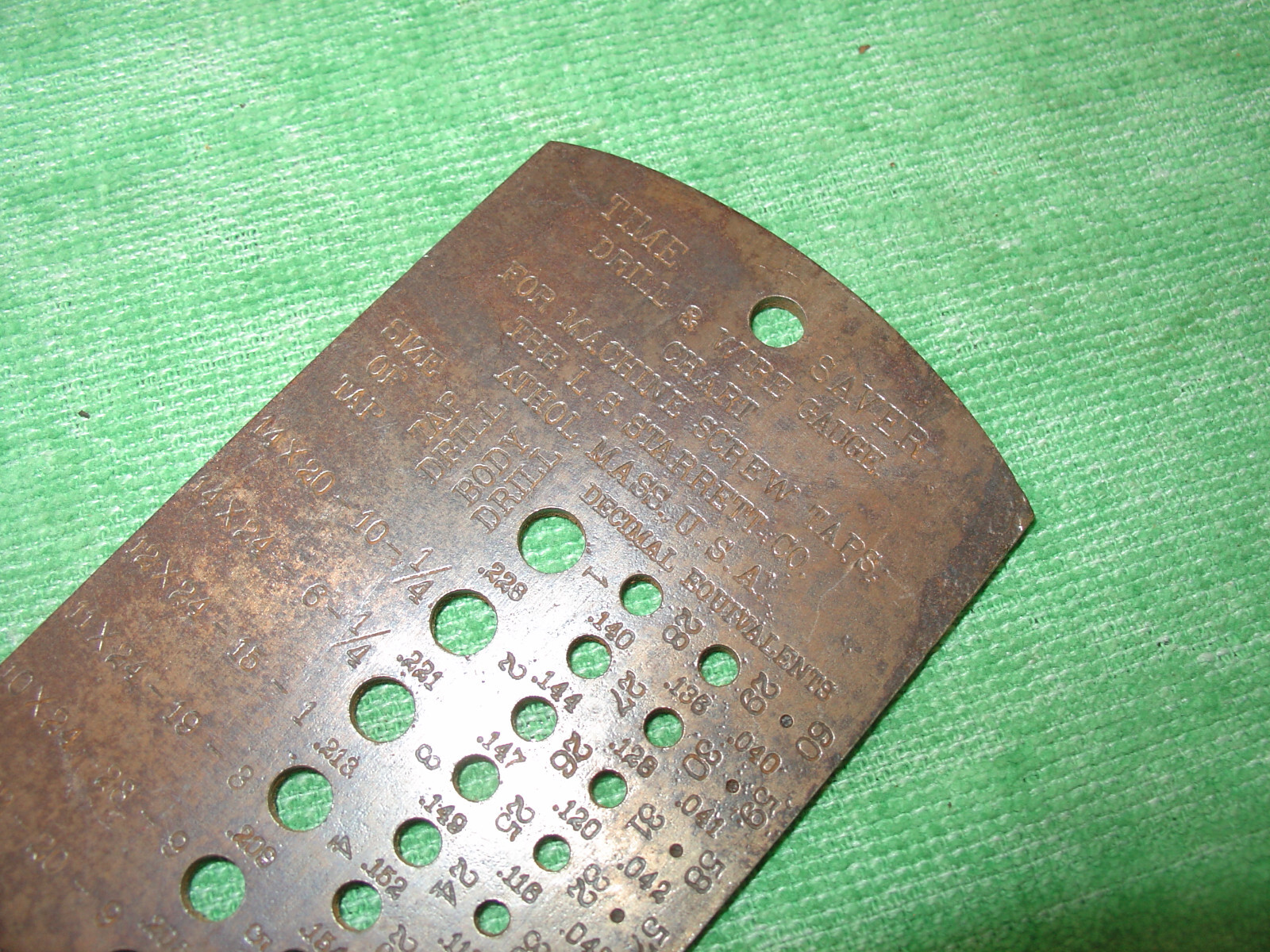 VINTAGE STARRETT No.185 DRILL & WIRE GAUGE "TIME SAVER" MACHINIST TOOL