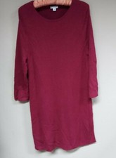 J.Jill Small Wool Blend Knit Sweater Dress Side-Slit Casual Pullover Magenta