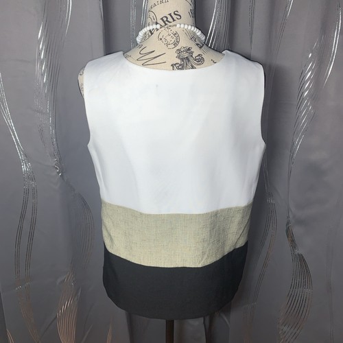 Perceptions 2 Pc Blazer Top Womens Size 10 Olive/ Tan /Black Color Block - Picture 13 of 14