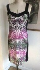 SIZE 18 BODYCON PENCIL DRESS BLACK MULTICOLOUR PANEL STRAPPY SO FABULOUS