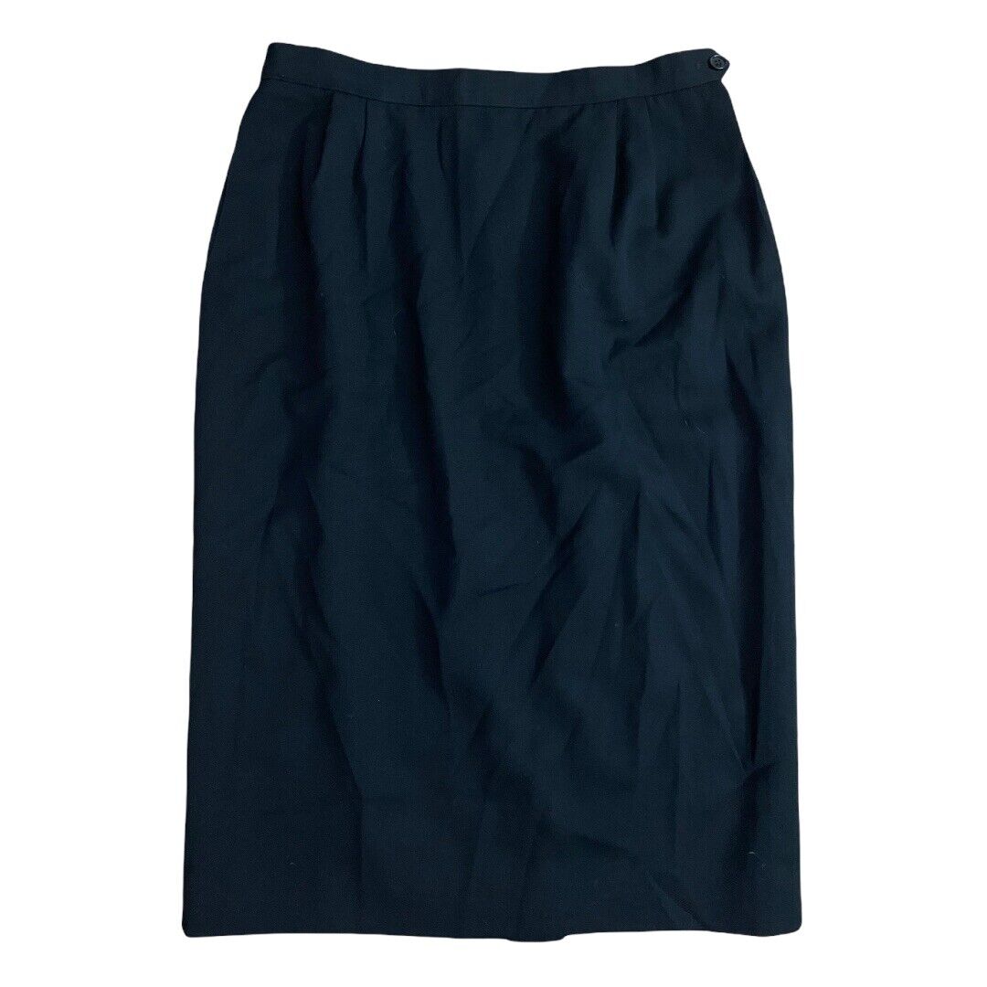 VTG Austin Reed Classic Black Pencil Skirt 100% Wool Fully Lined sz 8 Pockets