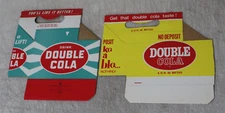 2 Vintage DOUBLE COLA SODA BOTTLE  Cardboard 6 Pack Carrier Holder BLUE YELLOW