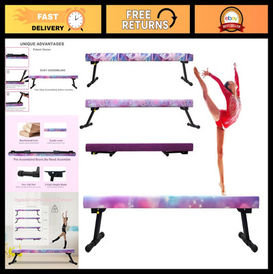8FT Adjustable Foldable Gymnastics Balance Beam - Home Gym Equipment for Kids, E