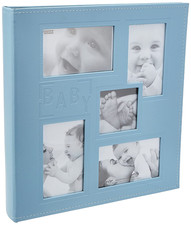 Pioneer Collage Frame Embossed "Baby" Sewn Leatherette Cover Photo Album, 4"X6",