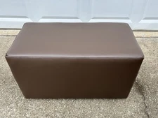 New Rectangular Ottoman Footstool Pouf Stool Designer Genuine Brown Leather Seat