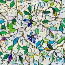 Window Privacy Film Stained Glass Decorations Static Clings Window Tint Stick...