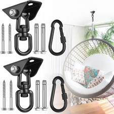 2 Pack Hammock Hanging Kit Chair Hardware 360 Rotating Hooks Heavy Duty Swing