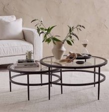 Dusk Glass Round Nesting Coffee Tables New In Box