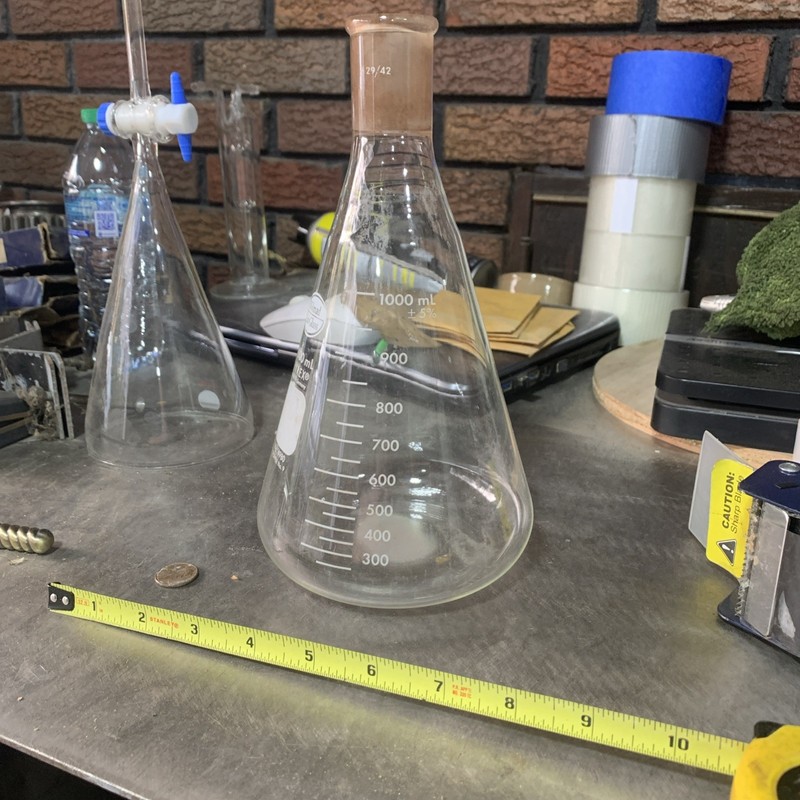 Pyrex Glass 1000 ML No. 4980 Stopper No. 9 Flask Laboratory Beaker