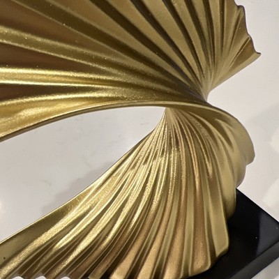 Sculpture Modern Art Deco Gold Ocean Wave Ornamental Resin Art Statue~New in Box