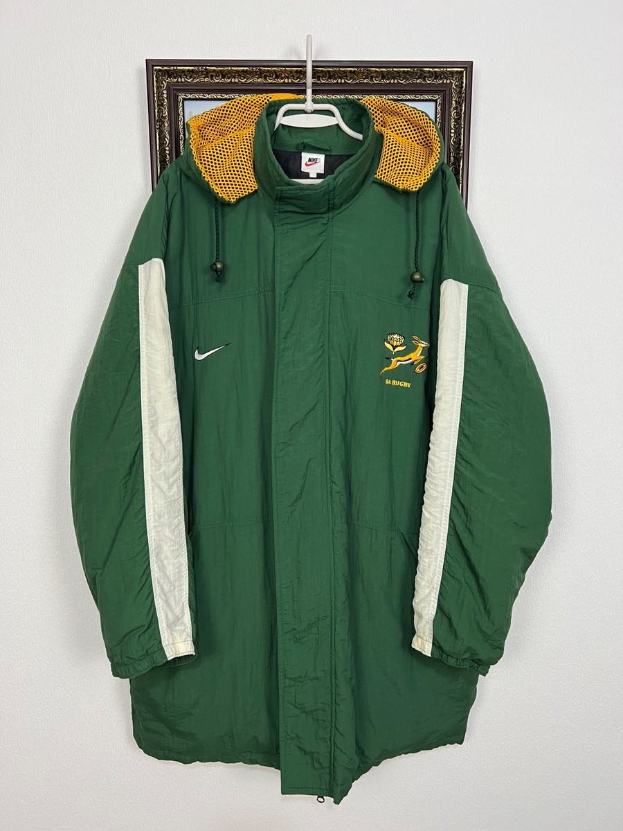 Vintage 90's Nike South Africa Rugby Union Padded Jacket Hooded