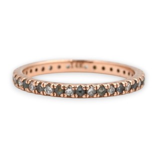 MODERN LADIES DIAMOND AQUAMARINE ETERNITY BAND RING 14K ROSE GOLD SIZE 7.75