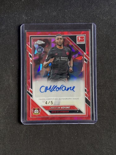 2025-26 Topps Chrome Bundesliga Sapphire Christian Kofane Red Sapphire Auto /5