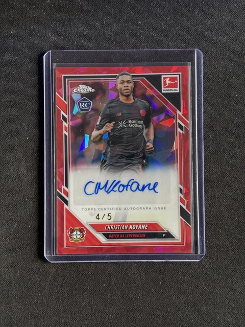 2025-26 Topps Chrome Bundesliga Sapphire Christian Kofane Red Sapphire Auto /5
