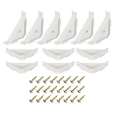 12 Pcs Triangle Bracket, Corner Support Braces with Screws, White