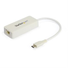 Image of StarTech USB C to Gigabit Ethernet Adapter w/USB A Port - White 1Gbps NIC USB...