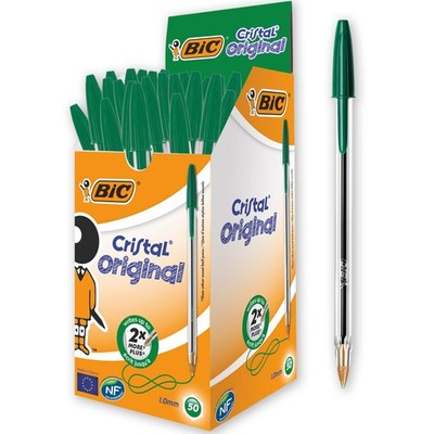 Bic Cristal Medium Smudge-free Ballpoint Pen, 1.0mm Tip Line, Green, Ideal for O