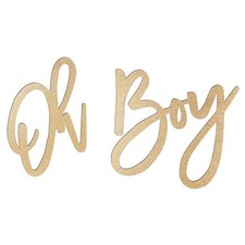 OH BOY Wooden Sign in Gold for Baby Shower  Gender Reveal Decorations,