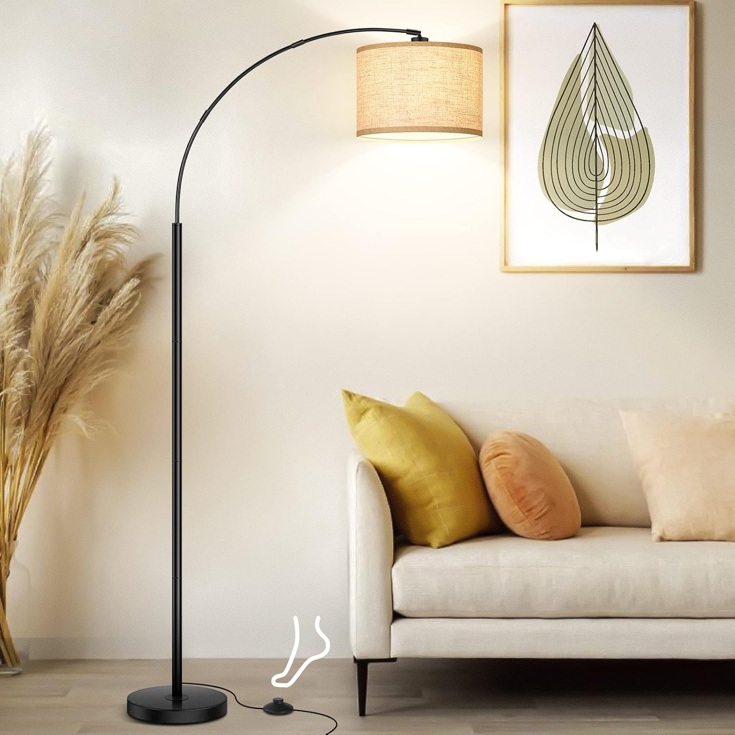 79'' Arc Floor Lamps for Living Room, Modern Standing Lamp with Adjustable Hangi