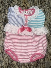 Buster Brown Vintage Striped one piece Lace Romper 3-6mo