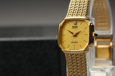 Vintage 1984 Seiko Exceline 1221-5080 1P Diamond Gold Quartz
