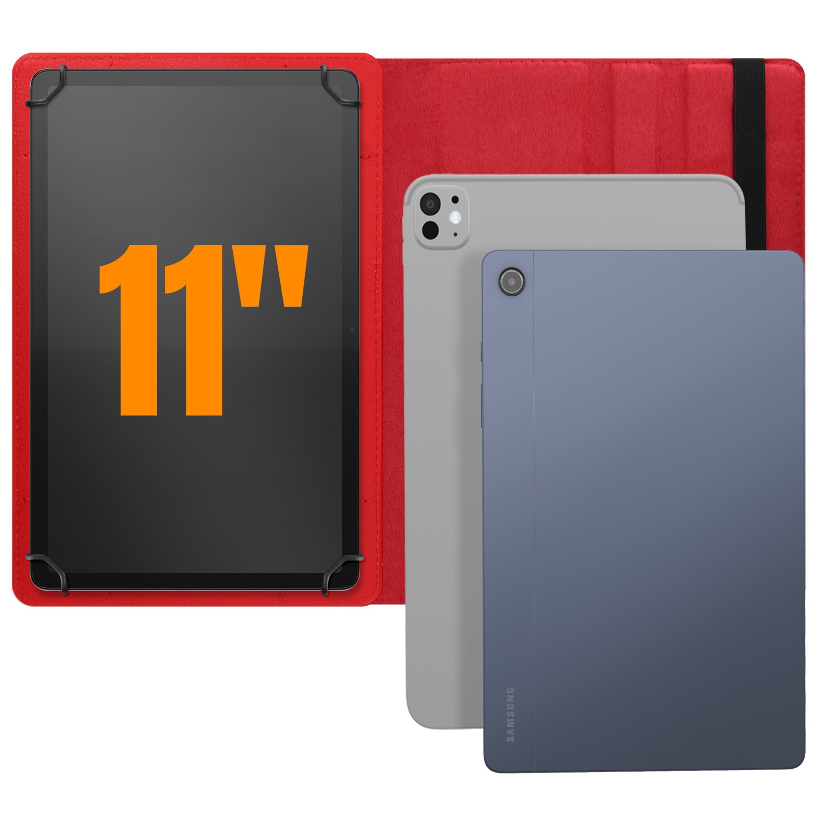 Housse tablette 11 rotative 360 degrés rouge avec support multi-angle - 3
