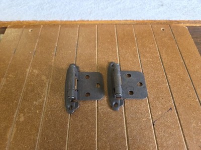 Pair Hickory Hardware Flush Overlay Cabinet Hinges Black Iron Self Close P244-BI