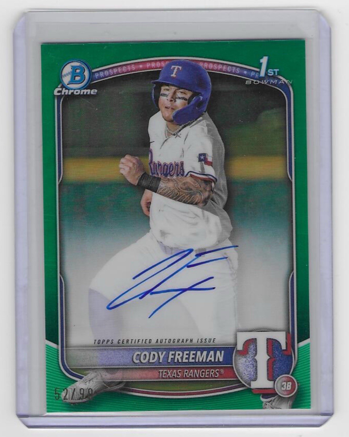 CODY FREEMAN 2025 BOWMAN CHROME 1ST GREEN REFRACTOR AUTO /99 Q0208