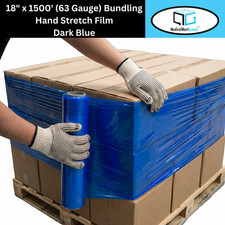 Dark BLUE Hand Stretch Wrap Cast Narrow Banding 18"x1500' 63 Ga 4 Rolls