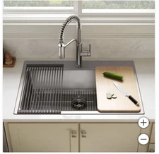 Kohler Provo 33" Dual Mount Single-bowl Workstation Kitchen Sink Kit SS