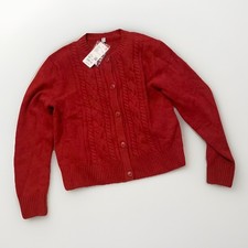 (New) Uniqlo Girls V Neck Cardigan Sweater Long Sleeve Button Red Size 13 