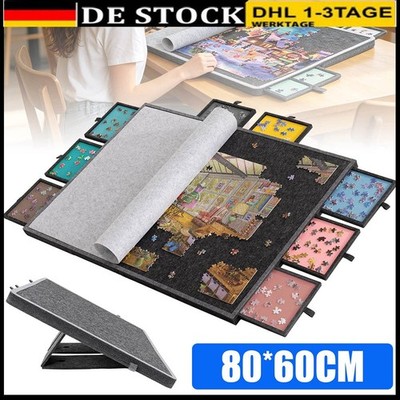 1000-tlg. Drehbares Puzzlebrett mit 6 Schubladen Tragbarer Puzzletisch 80*60cm