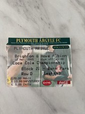 Pre-owned And Used Ticket For Plymouth V Brighton At Home Park 12th March 2005