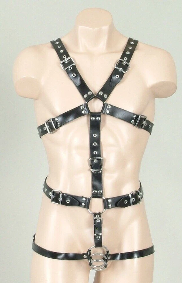ZADO Leder Herren Harness - verstellbarer Einteiler mit Lederriemen für Männer - Bild 2 von 4